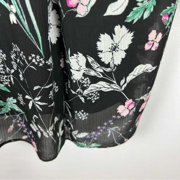 BCBGeneration Floral Chiffon Mini Dress Size XS Black Sheer Sleeve Boho - Picture 7 of 16